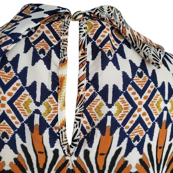 SPENSE Retro Printed Longline Tunic High Low Hem with Deep Vents Size L - Picture 3 of 10